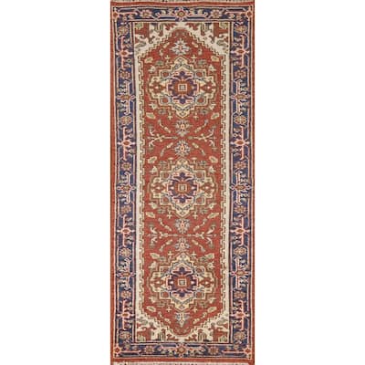Orange Heriz Indian Runner Rug Hand-knotted Wool Carpet - 2'6"x 7'11"