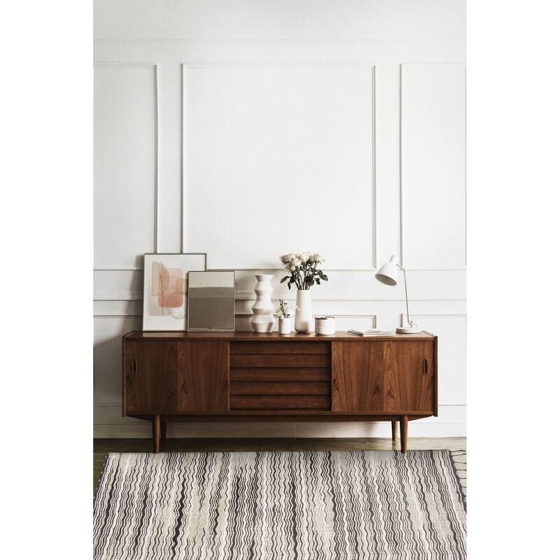 ECARPETGALLERY Braid weave Sienna Charcoal Wool Rug - 5'8 x 7'5