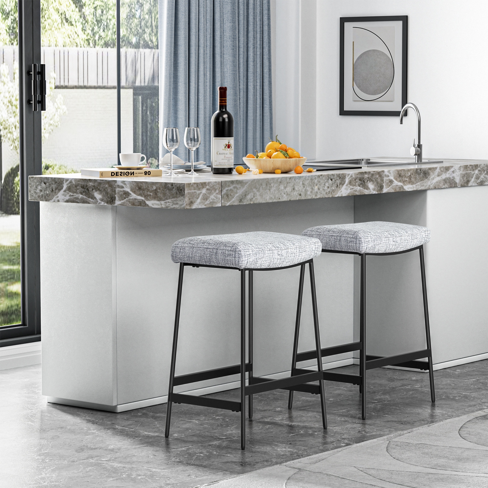 Upholstered counter stools discount backless