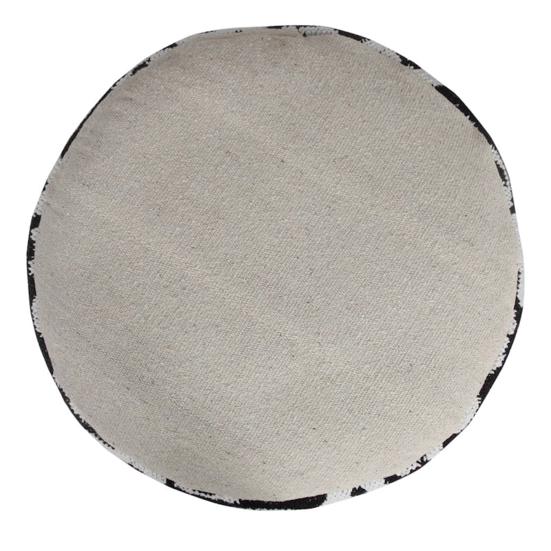 HomeRoots 18" Black Cotton Blend Ottoman