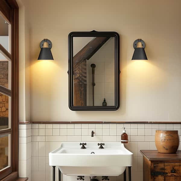 slide 2 of 37, Modern Bathroom Vanity Light, Hammered Metal Shade