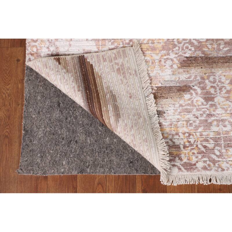 Abstract Indian Area Rug Handmade Wool Carpet - 6'3"x 8'8"