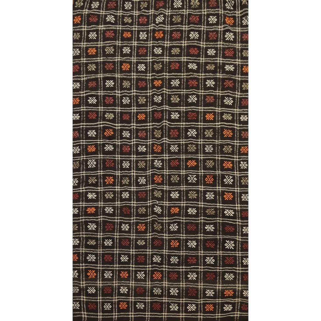 Hand Woven Oriental 100% Wool Carpet Southwestern Tribal Black Kilim Area Rug - 8' 11'' X 5' 0''