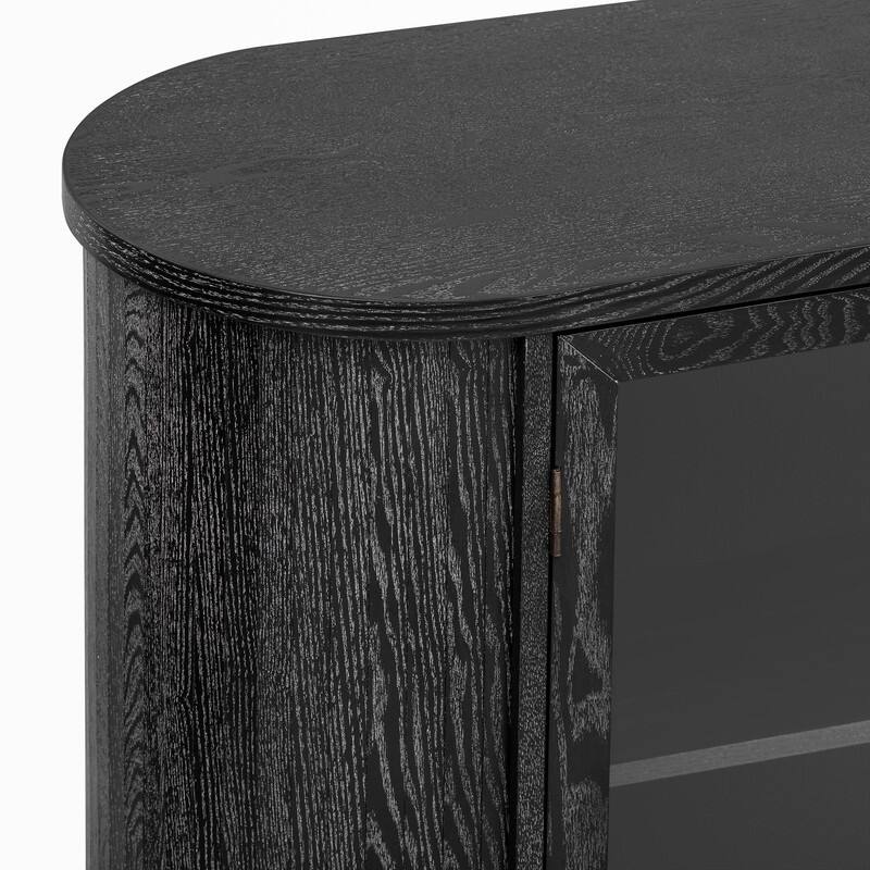 Farmhouse 60" Sideboard Cabinet with Glass Doors Adjustable Shelves for Stylish Kitchen Storage