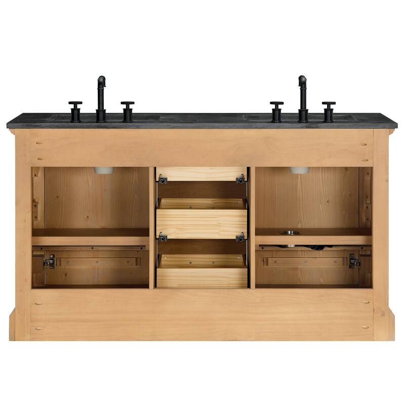 Hervas Bath Vanity with Natural Marble Top and Mirror