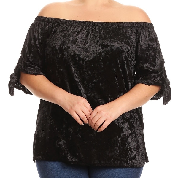 plus size black velvet top