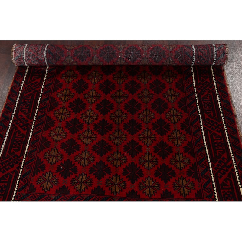 Traditional Geometric Balouch Persian Area Rug Handmade Wool Carpet - 3'8" x 7'0"