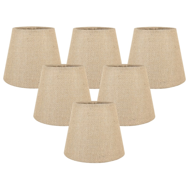 Meriville Burlap Clip On Chandelier Lamp Shades, 4-inch by 6-inch by 5-inch - Set of 6 - Natural