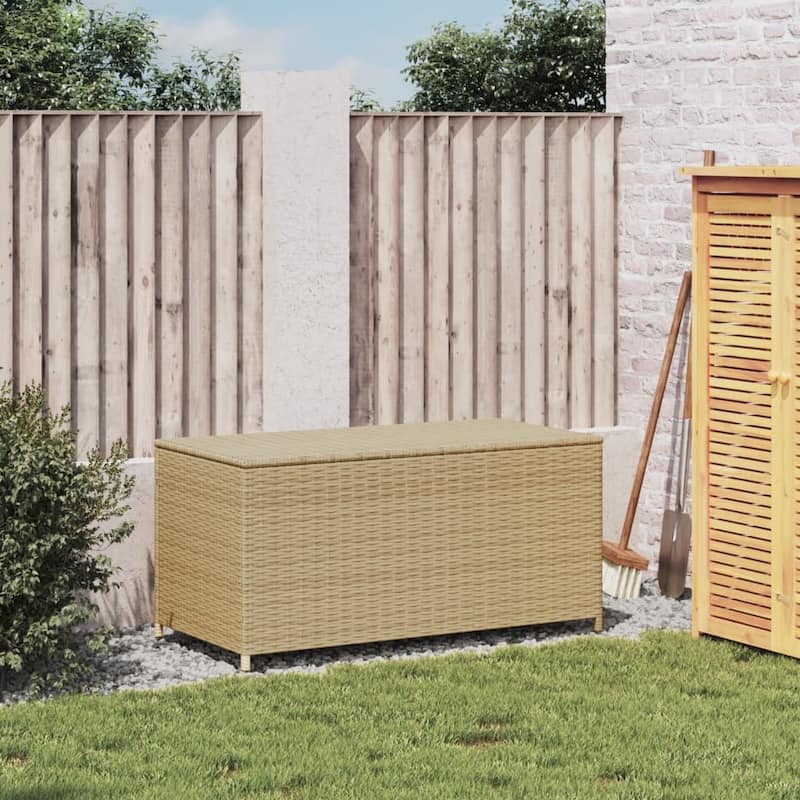 vidaXL Patio Storage Box Poly Rattan 70.9"x35.4"x27.6" Gray