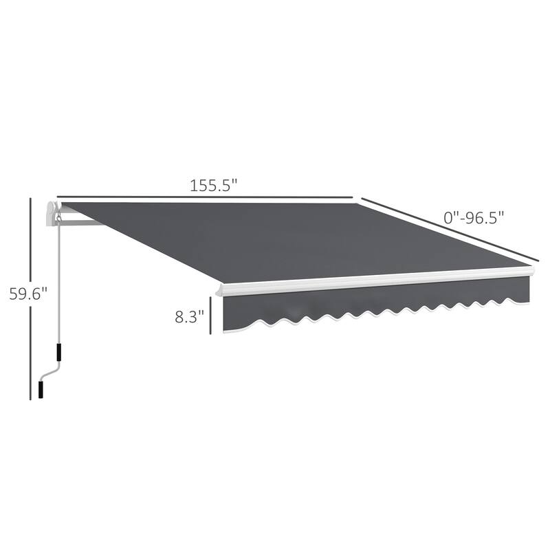 Outsunny 13' x 8' Retractable Awning, Patio Awnings, Sunshade Shelter w/ Manual Crank Handle, UV & Water-Resistant Fabric
