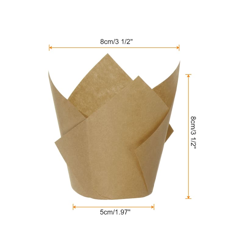 50Pcs Tulip Cupcake Liners Standard Paper Baking Cups Disposable - Natural