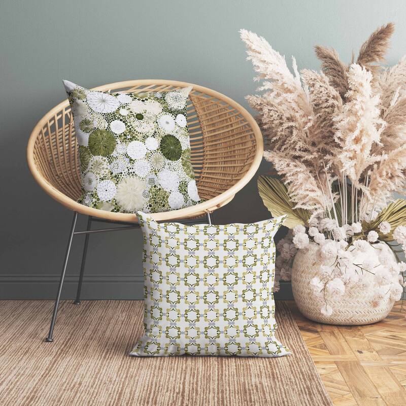 Crystal Drift Faux Suede Reversible Throw Pillow Cream and Green