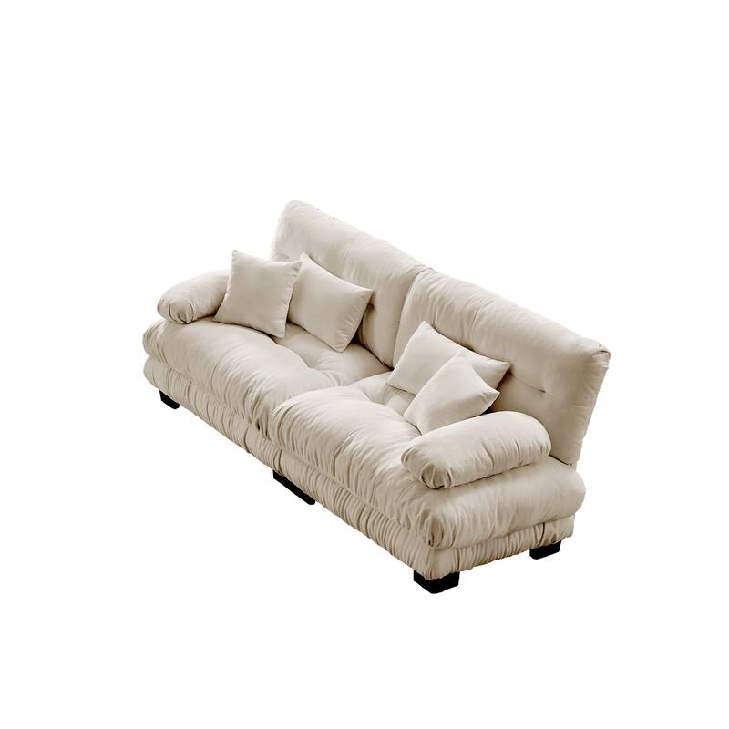 Oversized Modular Sectional Sofa, Chenille Deep Seat 2-Seater Sofa, Upholstered Cloud Couch with Lumbar Pillows & Throw Pillows