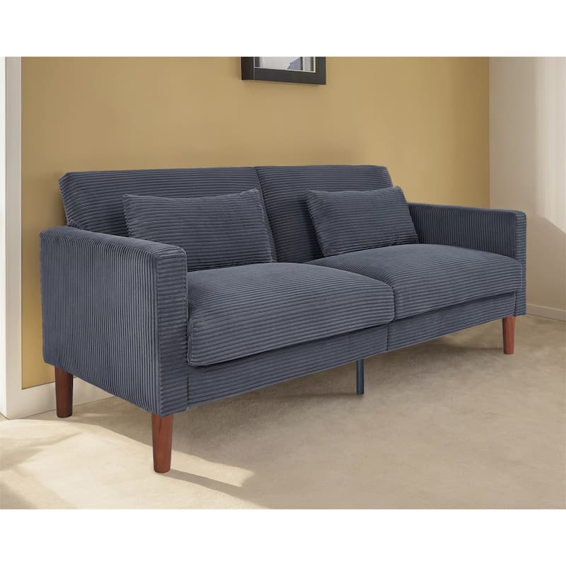 Couch Sofa, Corduroy Fabric Couches Loveseat Furniture with 2 Pillows for Living Room, Bedroom