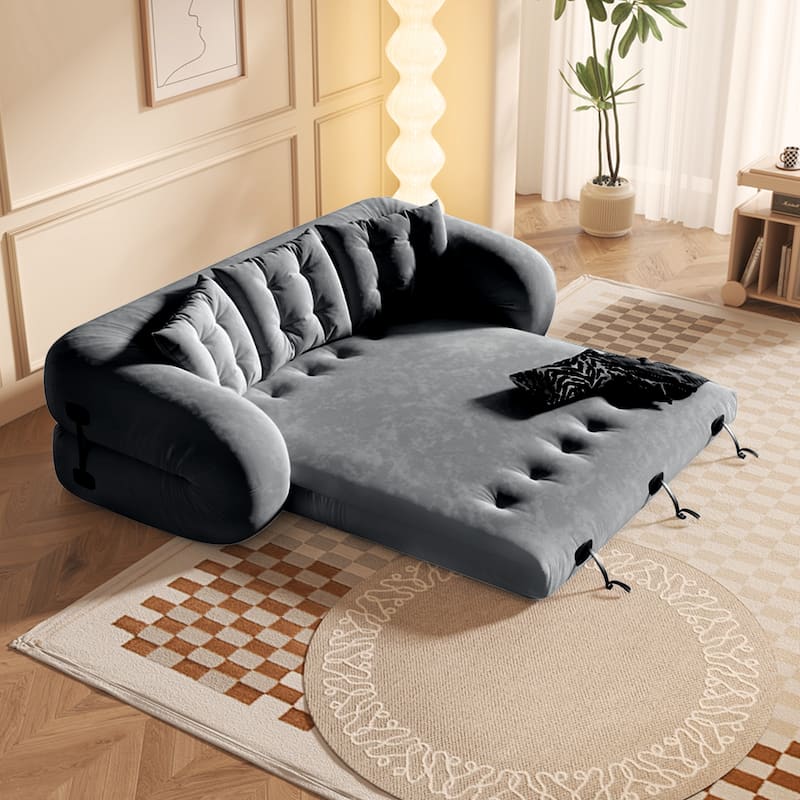 JASIWAY Modern Convertible Sleeper Sofa Chair Bed, White