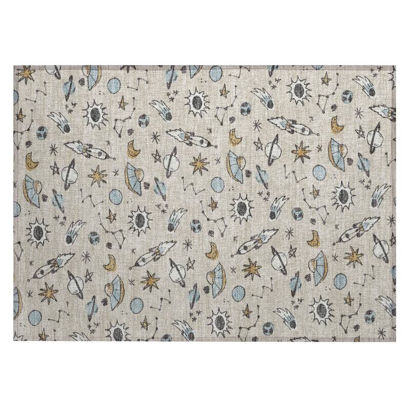 Machine Washable Indoor/ Outdoor Spaceship Chantille Rug