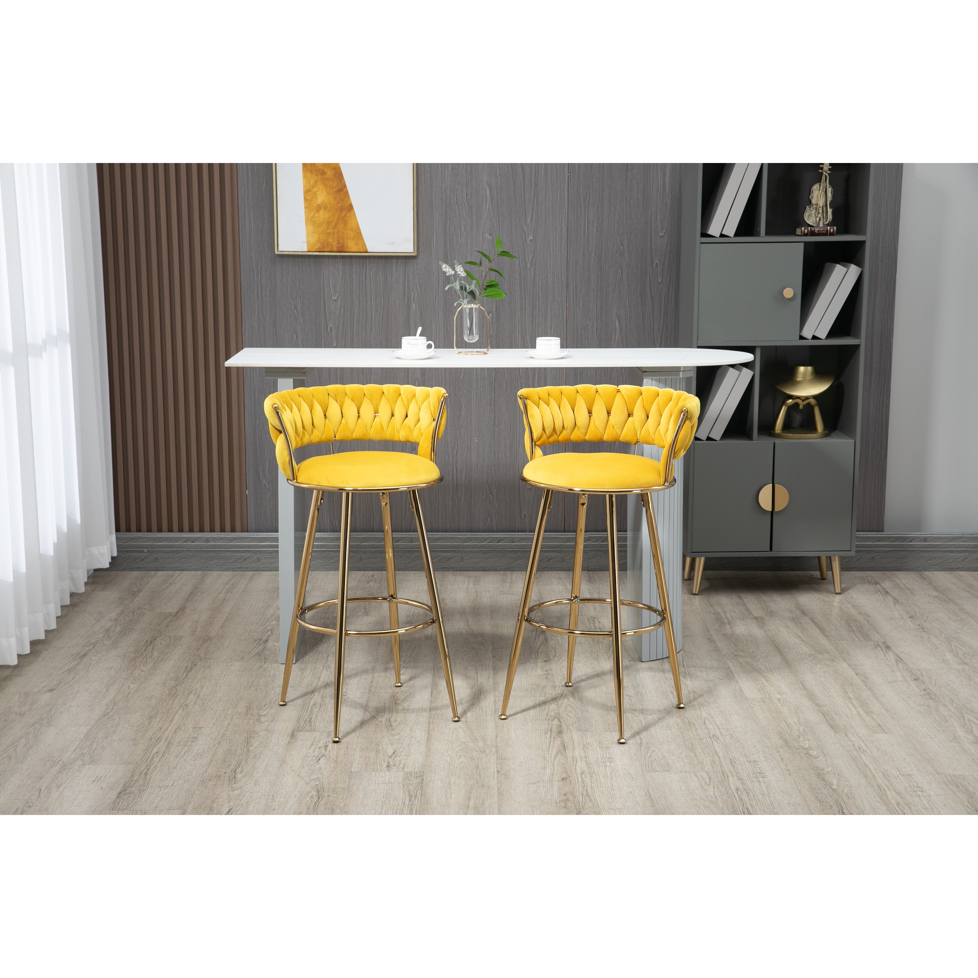 Handwoven Bar Stools Sets Counter Height Barstools Mustard Low