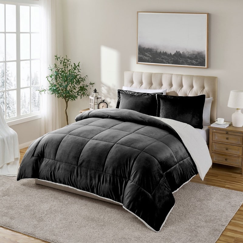 Swift Home Reversible Micromink and Sherpa Down Alternative Bedding Comforter Set