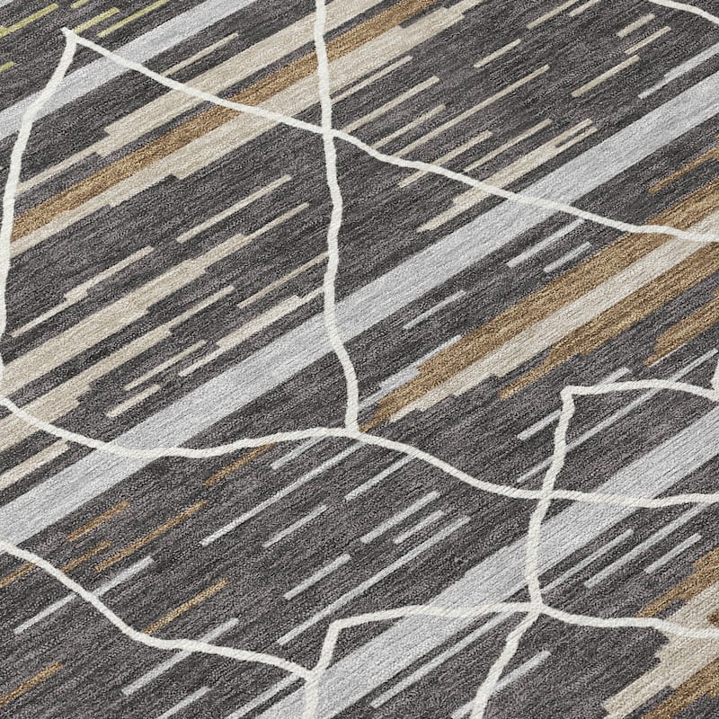 Machine Washable Indoor/ Outdoor Modern Global Chantille Rug