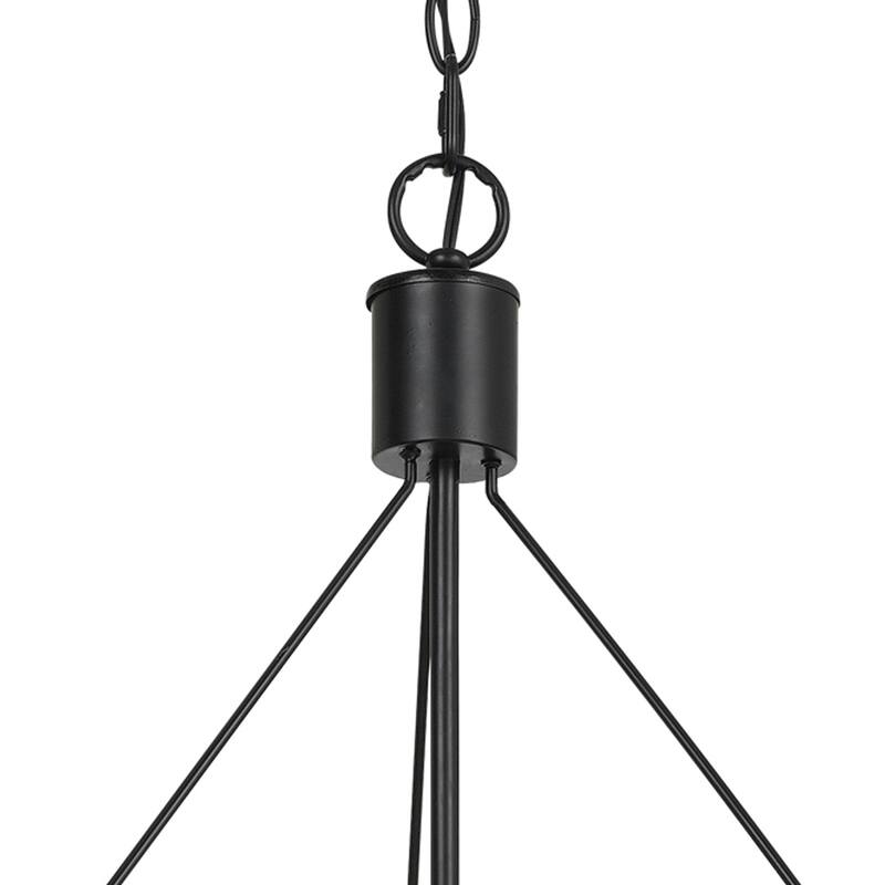 4 Light Round Black Metal Chandelier with Hanging Crystal Accents for Dining Room or Bedroom Ceiling Lighting - 28