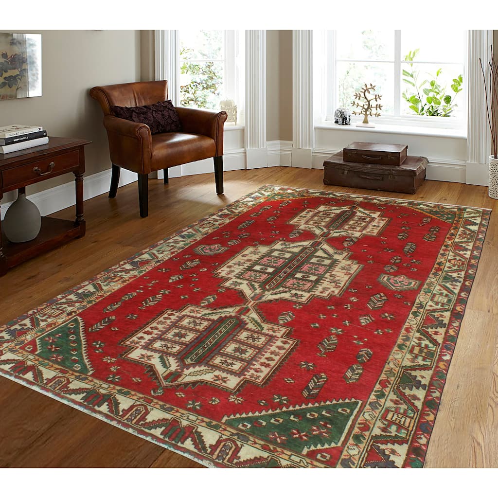 Fine Vintage Distressed Stanford Red/Ivory Rug - 5'7" x 9'6"