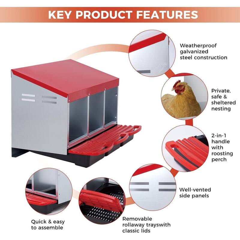 3 Holes Egg-Laying Boxes Nesting Boxes for Chickens Coops