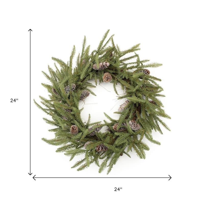 HomeRoots 24" Green And Brown Christmas Pine And Pinecone Artificial Wreath