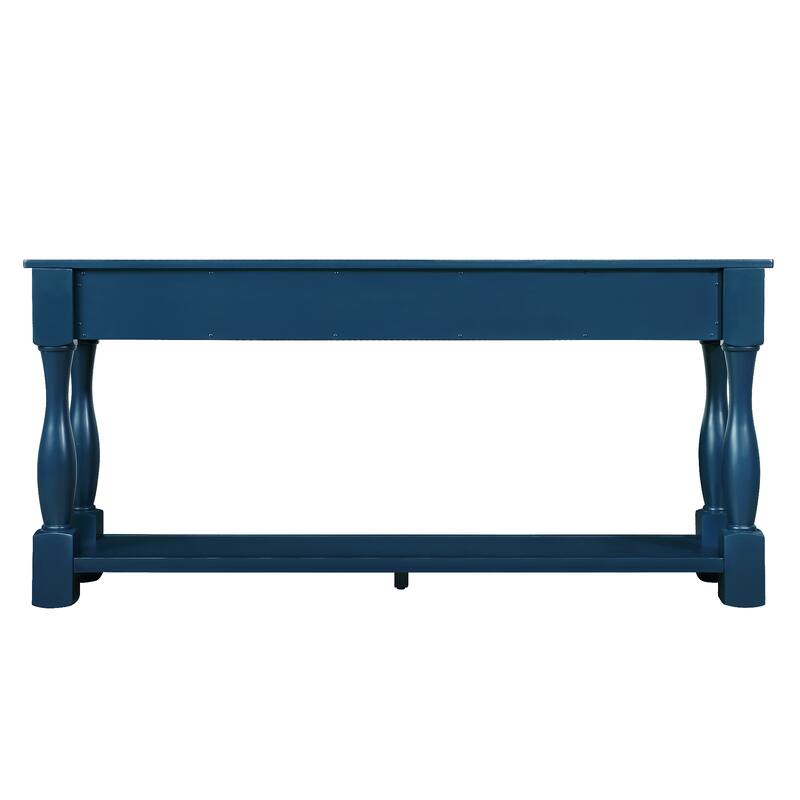 Solid Wood Console Table with 3 Drawers and Bottom Shelf