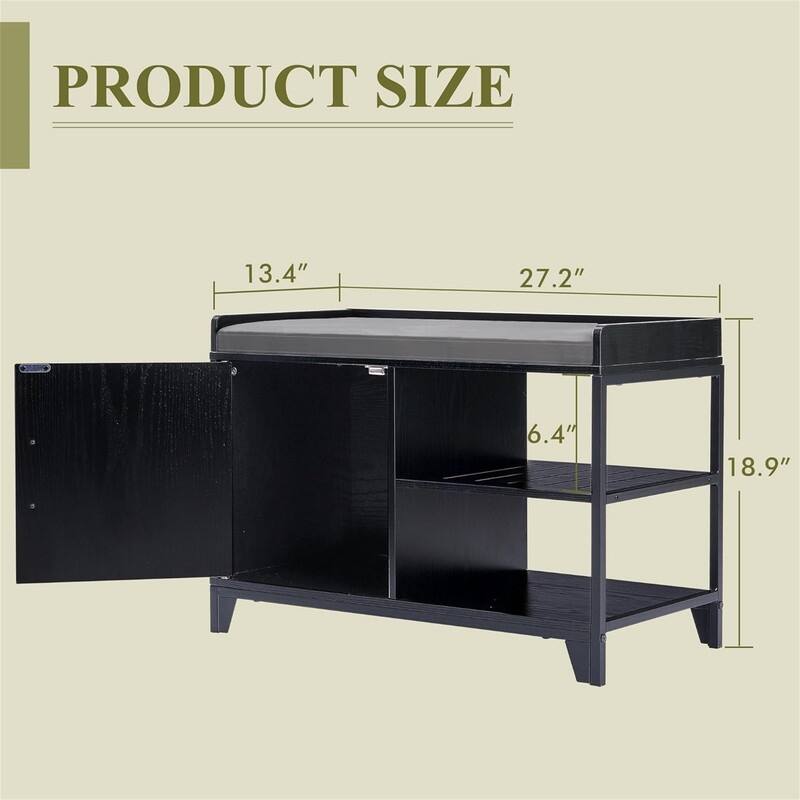 Bench for Entryway 2-Tier Shoe Rack - 27.4"D x 18.9"W x 13.4"H