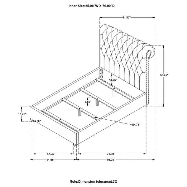 dimension image slide 0 of 8, Devon Traditional Fabric Upholstered Panel Bed