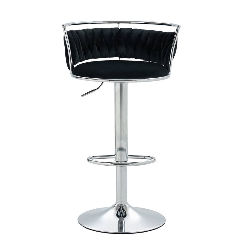 Modern Velvet Adjustable Swivel Bar Stools Set of 2
