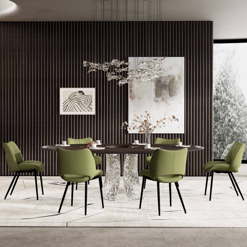 Modern PU Leather Dining Chairs Set of 2, Upholstered Kitchen Chairs