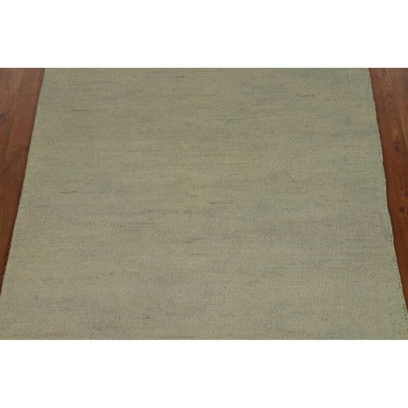 Hand Knotted Oriental 100% Wool Carpet Modern Modern Green Gabbeh Area Rug - 4' 9'' X 3' 2''