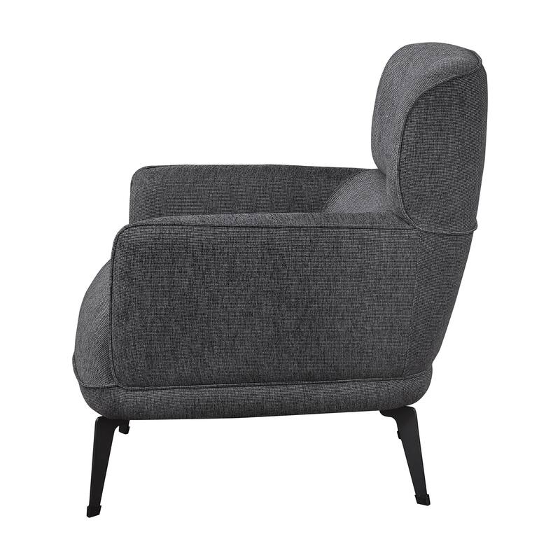 Dup 34 Inch Accent Chair, Cushioned Seat, Rounded Track Arms, Muted Gray