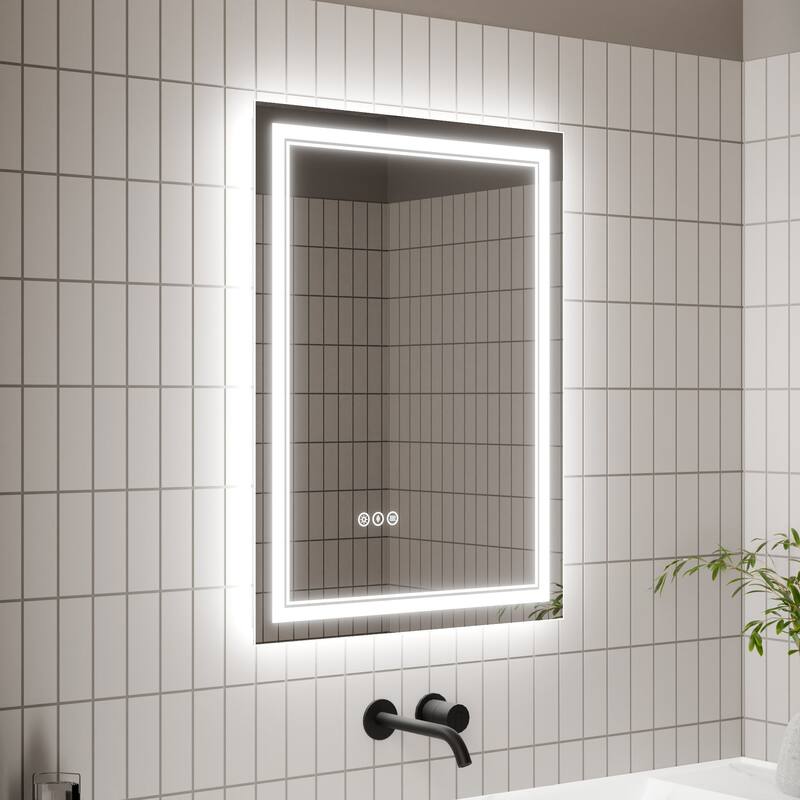 Rectangle Frameless Anti-Fog Wall Mounted LED Light Bathroom Vanity Mirror
