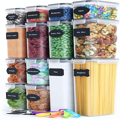 Airtight Food Storage Container Set 14 PC Kitchen & Pantry Organization BPA Free Plastic Canisters with Durable Lids Ideal