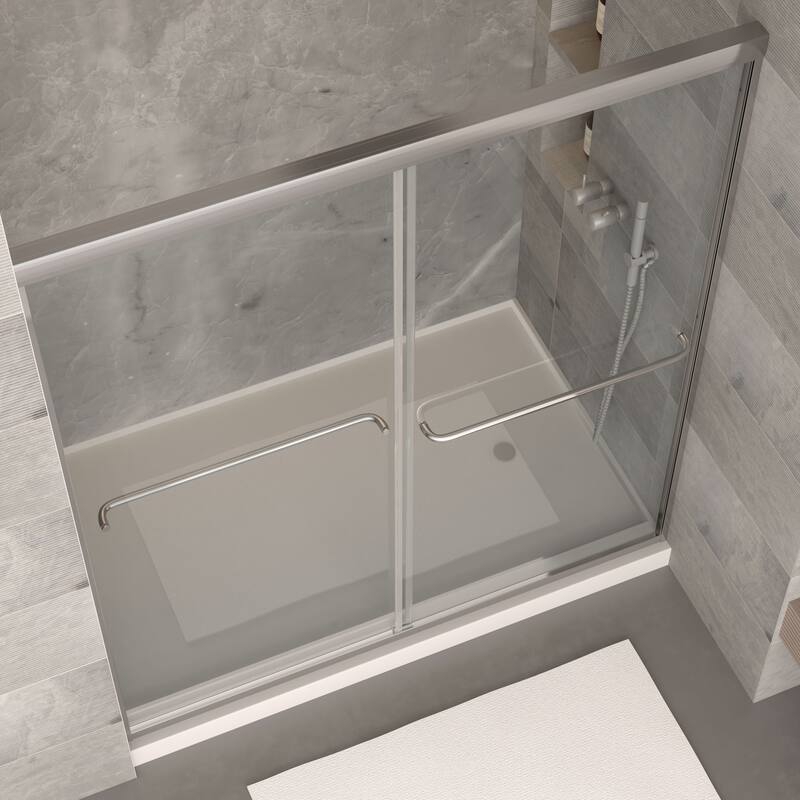70'' H Glass Double Sliding Shower Door in Black/Chrome