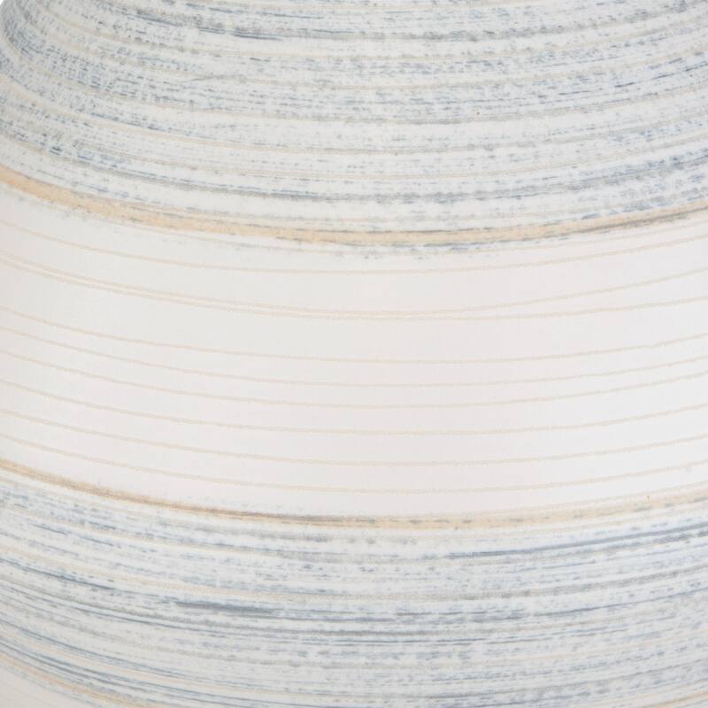 Ceramic Striped Table Lamp with Drum Shade - 32.5" - Cream and Blue