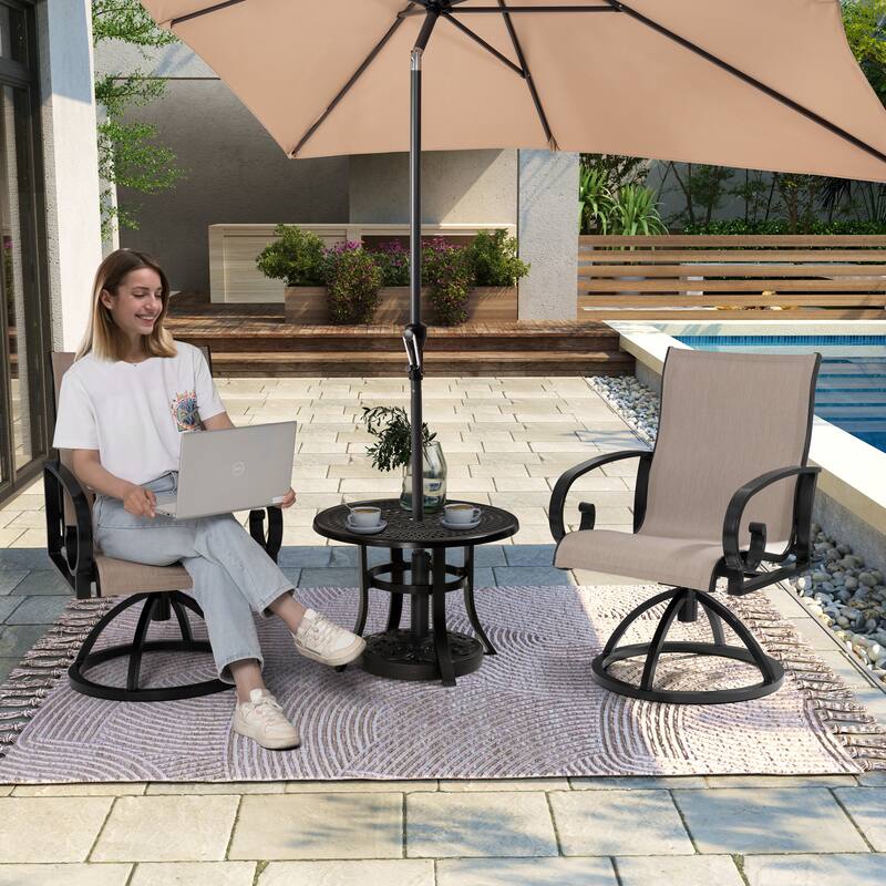 Pellebant Outdoor Aluminum Patio Swivel Dining Chairs Sunbrella - AUGUSTINE ASHE - Set of 2