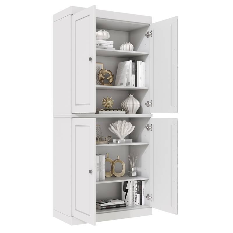 Palace Imports 100% Solid Wood 6-Shelf Bookcase with Solid Doors and Adjustable Shelves