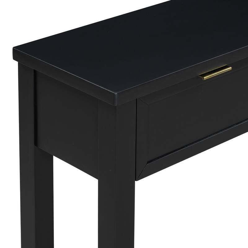 60" Rectangular Entryway Console Table with 4 Drawers & Bottom Shelf for Living Room Hallway Foyer