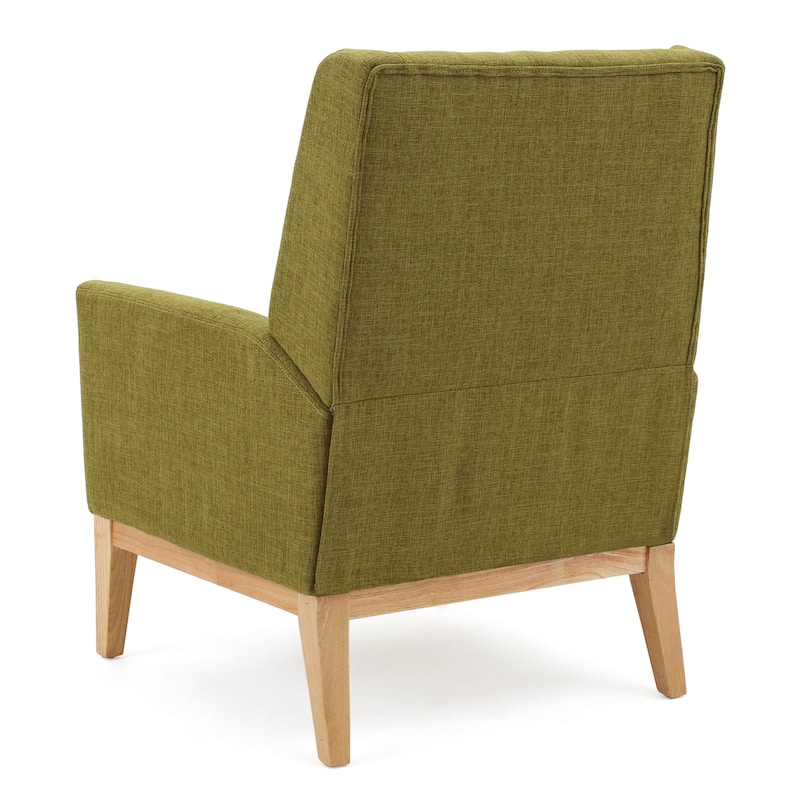 Green Modern 27.5" Upholstered Accent Chair with Wide Cushion and Wood Legs for Living Room