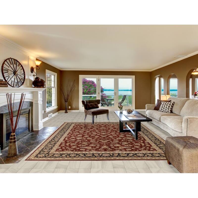 All-Over Floral Kashan Chinese Area Rug Hand-Knotted Wool Carpet - 8'7" x 11'7"