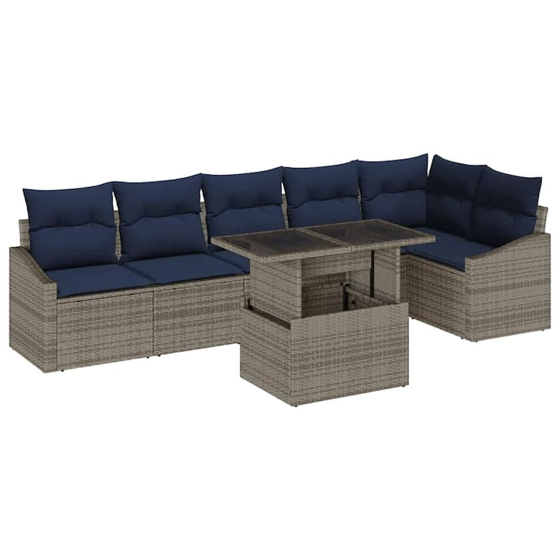 vidaXL 7 Piece Garden Sofa Set with Cushions - 113.6×48.6×27.2