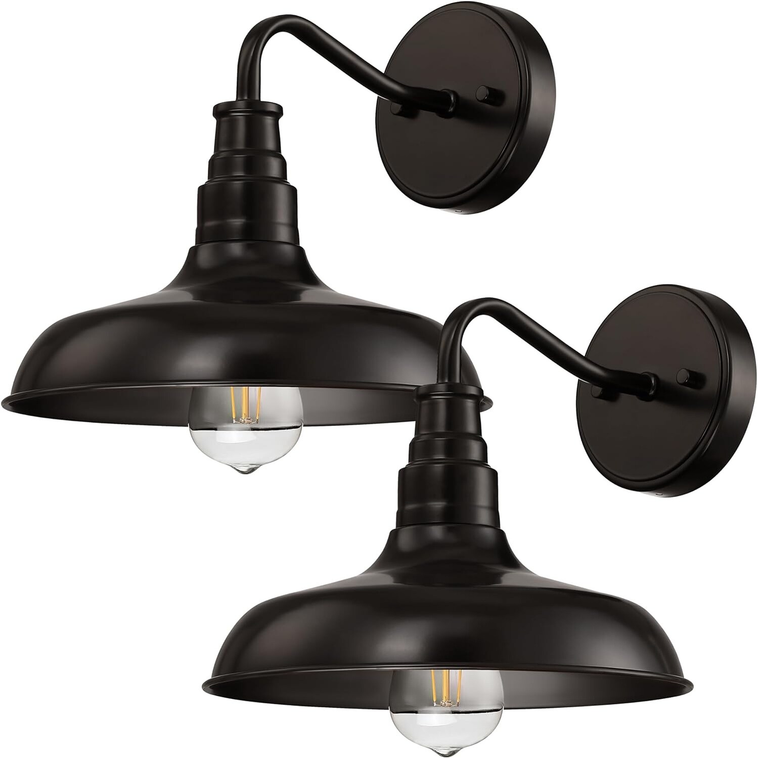 Revtronic Gooseneck Outdoor Exterior Barn Light Fixtures Pack of 2 Matte White