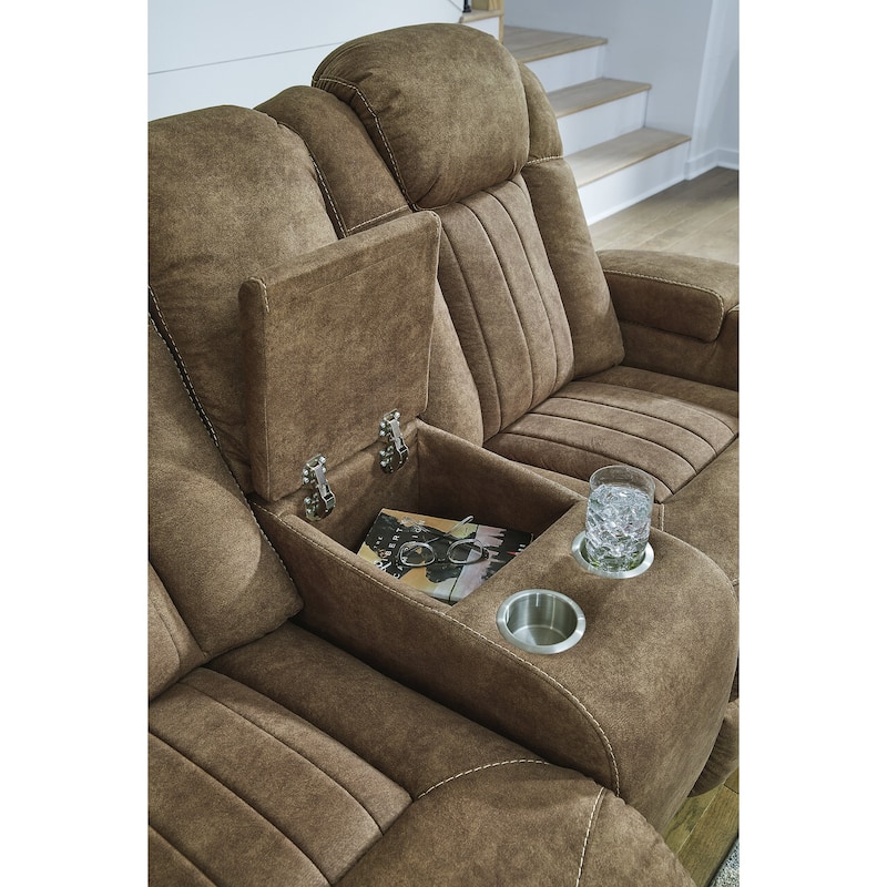 Signature Design by Ashley Wolfridge Brindle Power Reclining Loveseat - 75"W x 42"D x 42"H