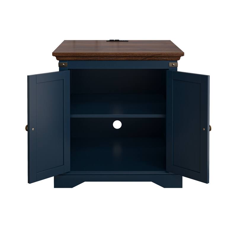 Farmhouse End Table with Charging Station - 25" in Height