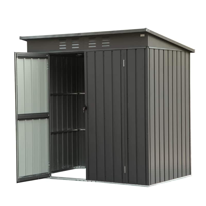 CUSchoice 5x3ft Black Metal Storage Shed - Black