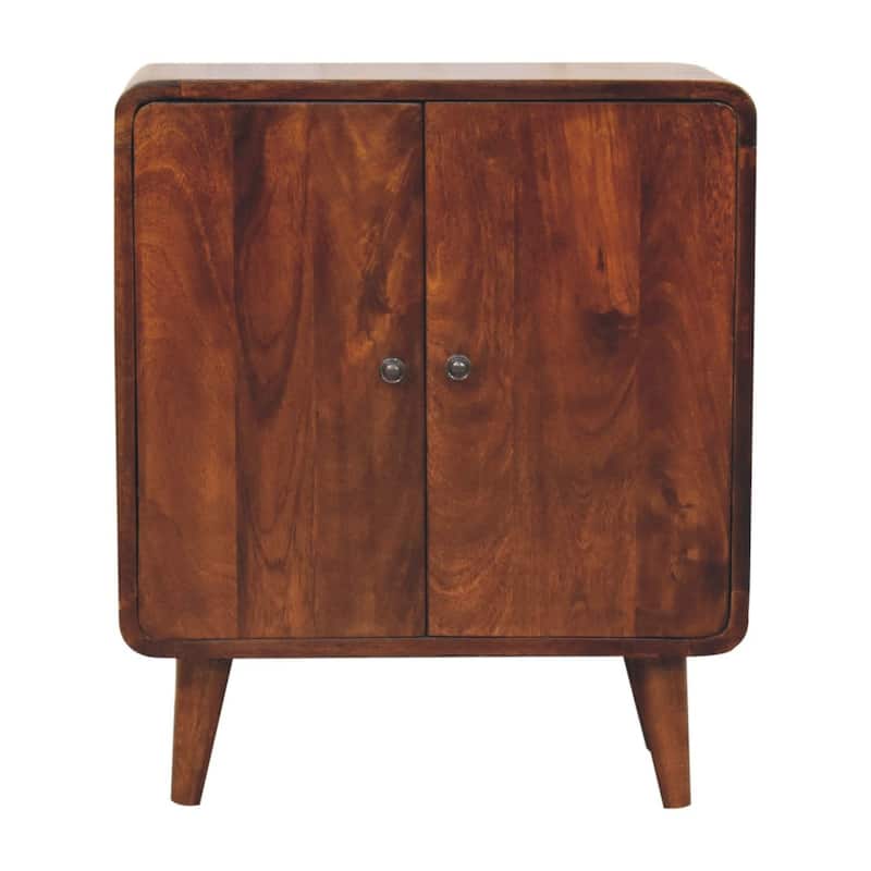HomeRoots 26" Brown Solid Wood Accent Cabinet With Two Doors