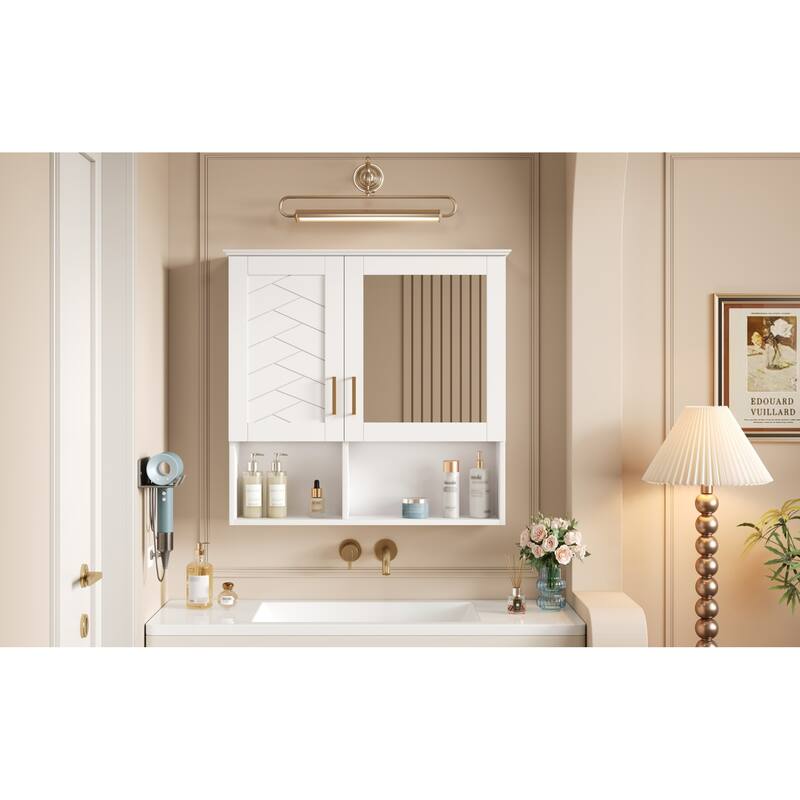 Roomfitters 30 Inch 2-in-1 Wall Mount Medicine Cabinet, Mirror Storage with Adjustable Shelves & Soft Close